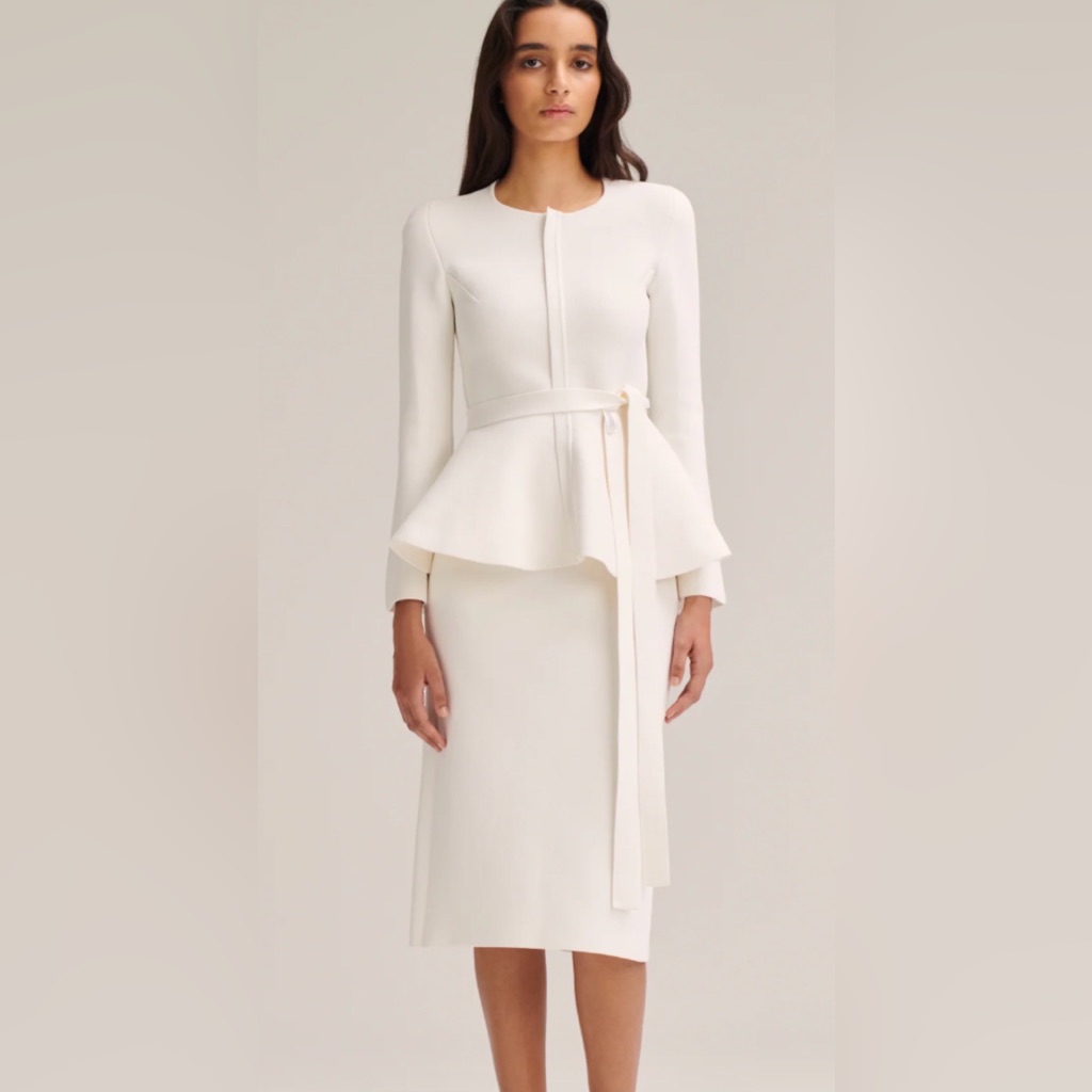 Scanlan Theodore White Peplum Jacket Top Belt In Small